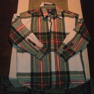 NEW Gap Plaid Flannel Long Sleeve Button Front Shirt 100% Cotton child size M